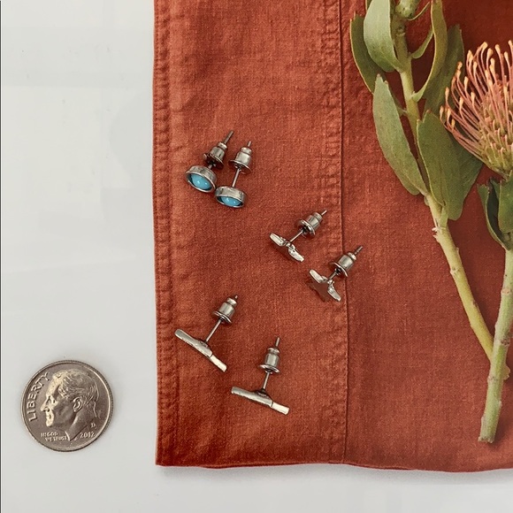 Silver Bolt Stud Earring Trio Set - Picture 4 of 4